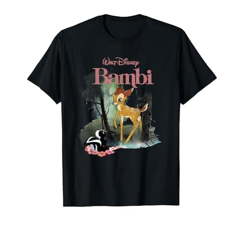 Image of Disney Bambi and Flower Forest T-Shirt, Men, Black, Small
