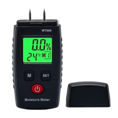 Image of Moisture Meter, Pin Type Wood Moisture Meter with 7 Modes, Backlit LCD Display, Wood and Building Material Mould Detector, Wood and Building Materials Detector