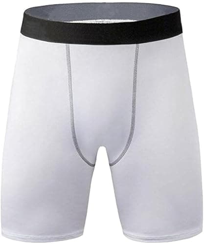Image of Men's Compression Shorts Tight Base Layer Running Athletic Underwear Quick-Drying Sports Shorts Running Shorts, White, Medium