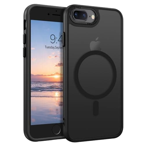 Image of DOMAVER Case for iPhone 7 Plus Case, iPhone 8 Plus[Compatible with mag-safe] Charging Military Grade Anti-Yellowing Cover Hard Slim Frosted Matte Phone Cases for iPhone 7/8 Plus, Black