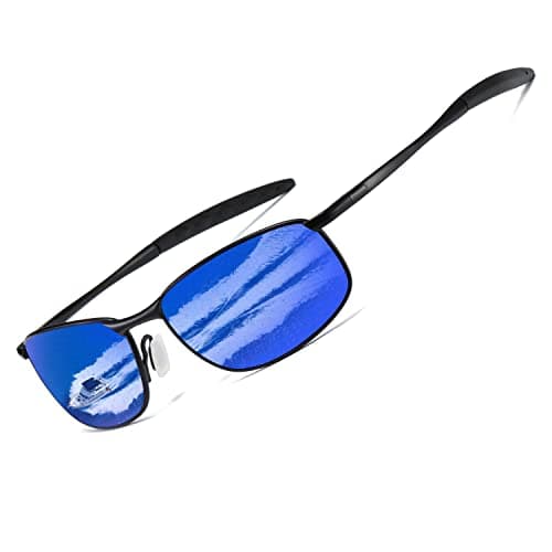 Image of kimorn Polarized Sunglasses For Men Retor Rectangle Frame Classic Sun Glasses K0535 (Black Frame Mirror Blue Lens)