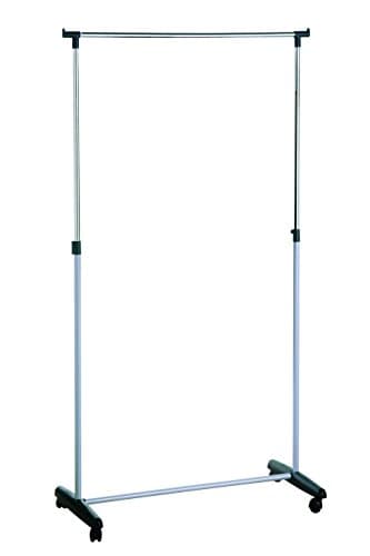 Image of Premier Housewares Clothes Hanging Rail Chrome Finishing Heavy Duty Clothes Rail Clothes Rails on Wheels Chrome Clothing Rails Clothing Rack 165x85x43