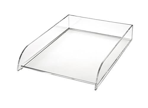 Image of OSCO Clear Acrylic Stacking Letter Tray, A4 Foolscap Document File Organiser, Stackable Desk Paper Tray for Home Office, Business Filing & Letter Sorting