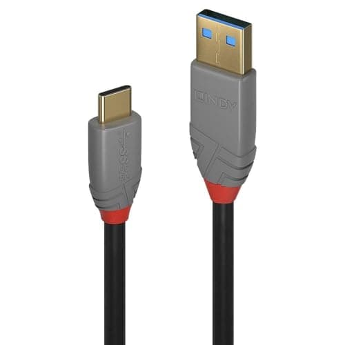 Image of Lindy 1m USB C to USB A 3.2 Gen 2 Cable, 10Gbps, 100W 5A, PD, Fast Charging Data Cord for USB C, External SSD, MacBook Pro, iPad, iPhone 15