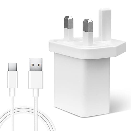Image of 5V 2A 10W White USB Plug Adapter and 3M USB C Cable, USB A to Type C Extension Charging and Data Sync Cord for Type C Port Cameras, Phones, Nintendo Switch and More Devices