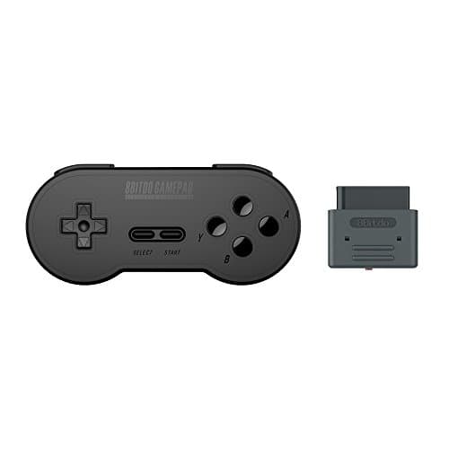 Image of YIKESHU 8bitdo Black Color SN30 Retro Controller with Receiver for Original Super Nintendo (Black Set)