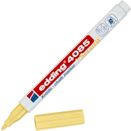 Image of edding 4085 chalk marker - pastel-yellow - 1 chalk pen - round tip 1-2 mm - fine-tipped wet wipe pen for chalkboards, windows,glass,mirrors - liquid chalk marker pens for opaque coverage