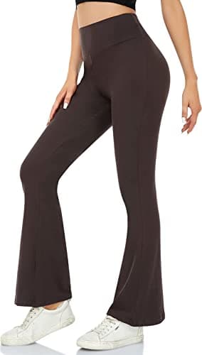 Image of ACTINPUT Yoga Pants for Women Flared Leggings High Waisted Bootcut Black Trousers Women's Workout Bootleg Stretchy Leggings(Coffee,L)
