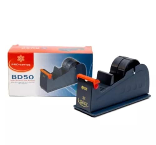 Image of BD50 Strong Heavy Duty Metal Work Counter Top Bench Desktop Tape Dispenser for 2" 50mm Wide Rolls - Box Sealer Sealing Packaging Packing Parcel Postal Mailing Warehouse General Supplies (Black)