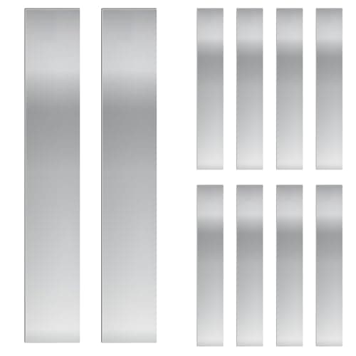 Image of Glarks 10pcs L x W x T 6.1 x 0.98 x 0.012’’ Rectangular Shim Stock Assortment, 304 Stainless Steel Strips, Silver Shim Stock Sheet for Kitchen Trim Gap Filler/DIY/Industrial Use