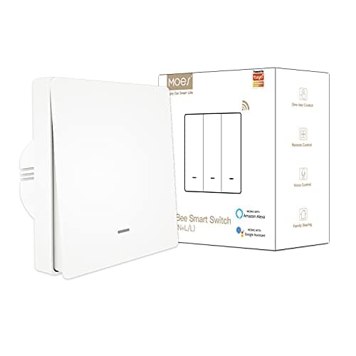 Image of MOES ZigBee Smart Wall Light Switch, No Neutral Wire Required/Neutral Optional 2-in-1 Design, No Capacitor Needed, Tuya ZigBee Hub Required, 1-Gang White