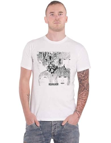 Image of The Beatles T Shirt Revolver Album Cover Band Logo Official Unisex White XXXXXL