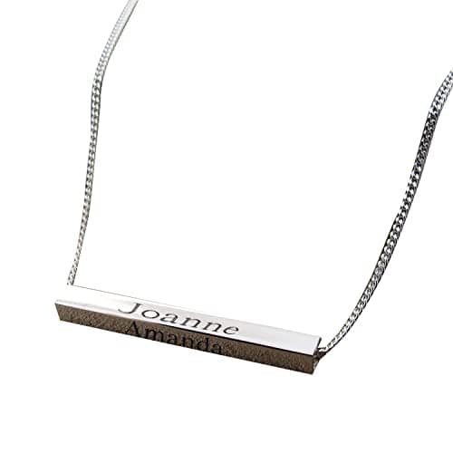 Image of Sterling Silver Personalised Horizontal Name Bar Necklace