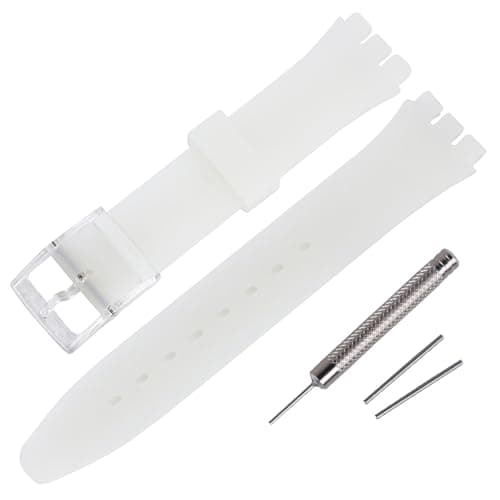 Image of Rihahisy Silicone Rubber Watch Strap/Watch Band Replacement for Swatch (17mm, Translucent)