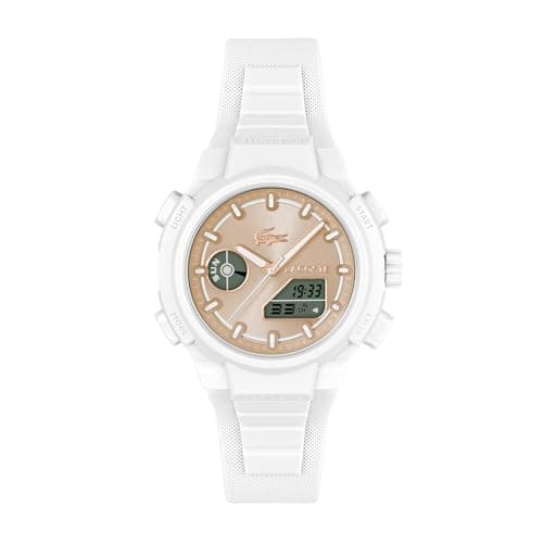 Image of Lacoste Analog-Digital Multifunction Quartz Watch for Women LC33 Collection with White Silicone Bracelet - 2001430