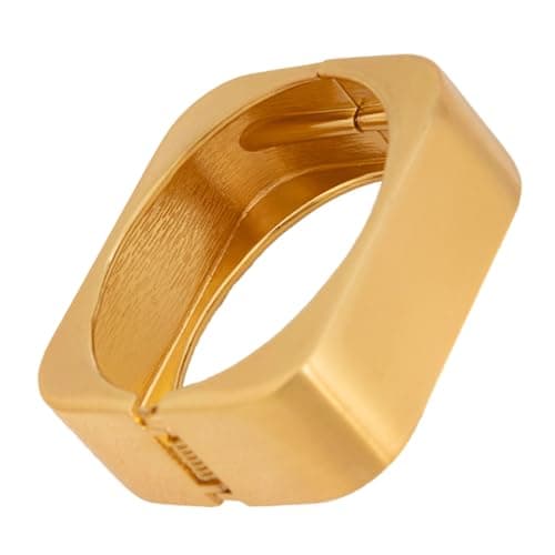 Image of CAZSTYK Geometric Square Alloy Bangle High Shines Gold or Silver Tone Comfortable Wide Cuff Jewelry for Trendsetters Thick Gold or Silver Bangles for Women