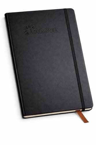 Image of 1ABOVE A4 Soft Feel Notebook with Lined Pages | Hardback Journal | Elastic Closure and Ribbon |Paper Pocket | 80gsm | 160 Pages (80 Sheets) -BLACK