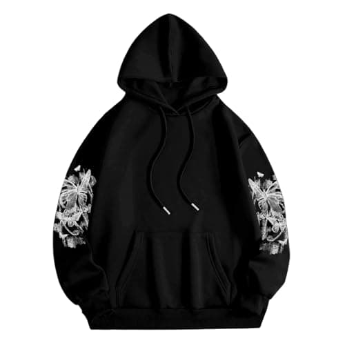 Image of Generisch Women's Casual Hooded Sweatshirt Long Sleeve Pocket Print Graphic Winter Comfortable Loungewear Tops for Everyday Wear, black, XL