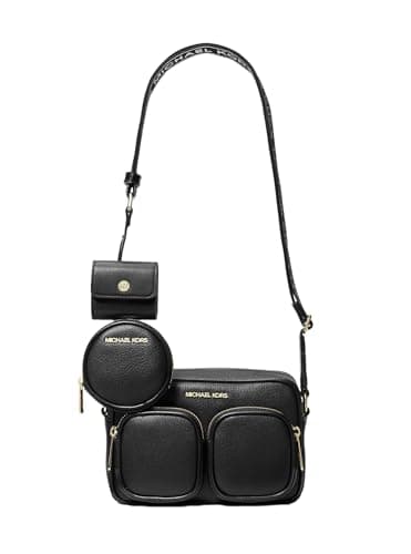 Image of Michael Kors Jet Set Travel Medium Leather Messenger Bag Black