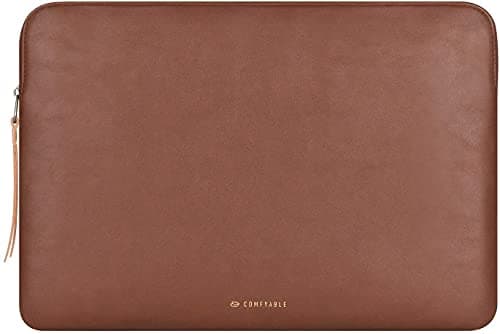 Image of Comfyable Slim Laptop Sleeve 14 Inch Snugly Compatible with MacBook Pro 14-in M5 2026 Pro/Max & M4 M3 M2 M1 2025-2021, PU Leather Bag Waterproof Cover Notebook Computer Case for Mac, Brown