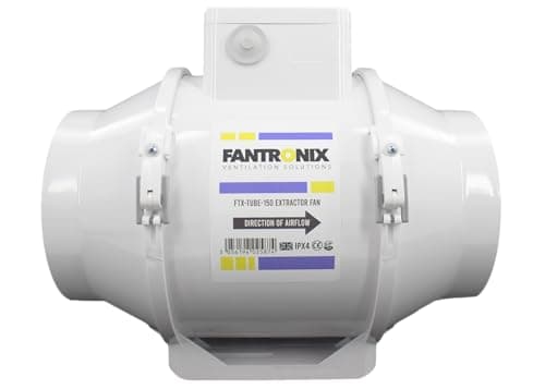 Image of Fantronix 150 mm (6”) Inline Bathroom Extractor Fan with Run-On Timer – Quiet Loft-Mounted Ventilation for Shower, Toilet & Damp Control