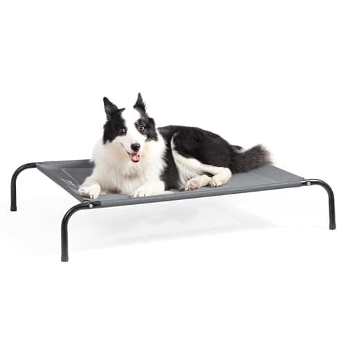 Image of Bedsure Raised Dog Bed Medium - Elevated Waterproof Dog Bed With Mesh, Outdoor Pet Bed for Travel and Garden, Grey, 105x65x20cm