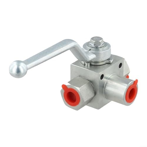 Image of Manual Operated 3 Way Hydraulic Ball Valve High Pressure Shutoff Valve 500 Bar for Water Oil and Gas Use with Carbon Steel Zinc Plated Finish (G3/4)
