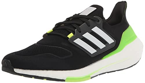 Image of adidas Men's Ultraboost 22 Running Shoes, Black White Solar Green, 10 UK