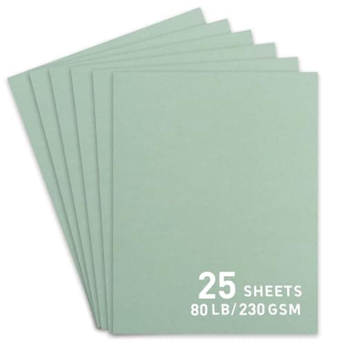 Image of 25Sheets Sage Green Cardstock Paper, A4 Card stock for Cricut, Thick Construction Paper for Card Making, Scrapbooking, Craft 90 lb / 250 gsm