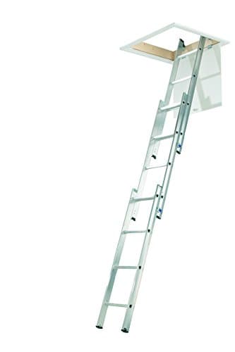 Image of Abru 37000 3 Section Compact Aluminium Loft Ladder, Comfort D-Shaped Rungs, Inc. Stowing Pole, 150kg Load Capacity, Safety Certification EN14975, 5 Year Guarantee