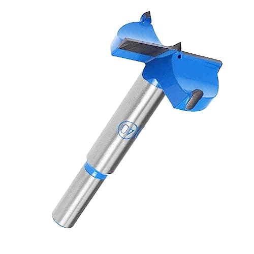 Image of TOP-VIGOR 40mm Forstner Drill Bit, Tungsten Carbide Wood Auger Drill Bit Hole Saw Opener for Woodworking Hinge Hole Drilling Boring Bit Cutter Blue