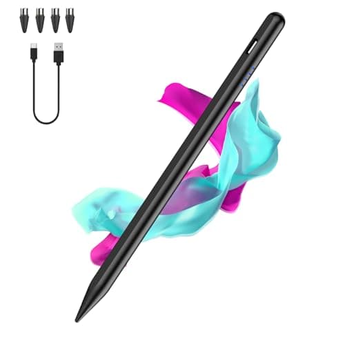 Image of Stylus Pens for Touch Screens,Type-C Tablet Pen with 4 Pom Tips Rechargable Stylus Pen for Android Compatible with Samsung/Huawei/Lenovo/Mi/Vivo and Other Android Smartphone and Tablet Devices-Black