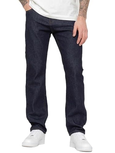 Image of BRAND KRUZE Mens Straight Leg Jeans Casual Cotton Regular Fit Denim Pants for All Waist Sizes KZ109 Indigo 36W / 27L
