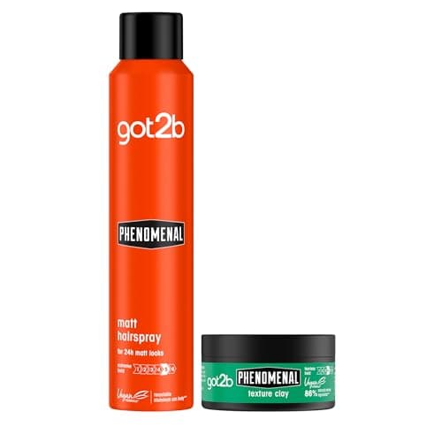 Image of got2b Phenomenal Texture Clay 100 ml, Fearless Hold, Matt Looks with Texturised Finish and got2b Phenomenal Matt Hairspray 200 ml, Dramatic Hold, 24h Powerful Matt Looks
