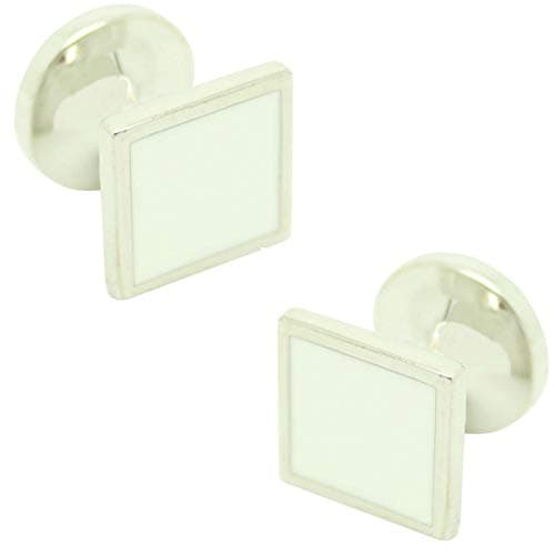 Image of MasGemelos - Hugo Boss Square Cufflinks with White Enamel Cufflinks