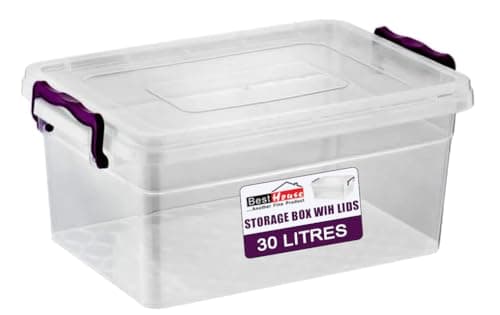 Image of BH | 30L Plastic Storage Box Bins with Lids | Pack of 1 | Heavy Duty, Stackable Clear Storage Container Use for Home, office, Kitchen, Toys and Goods (30 Litres) - By BEST HOUSE