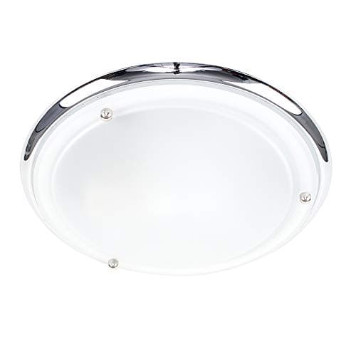 Image of MiniSun | Modern Silver Chrome and Glass Flush Ceiling Light | Bath Ceiling Lights, Home Décor & Improvement Essential | Mains Wired