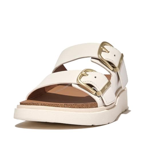 Image of Fitflop GEN-FF BUCKLE TWO-BAR LEATHER SLIDES