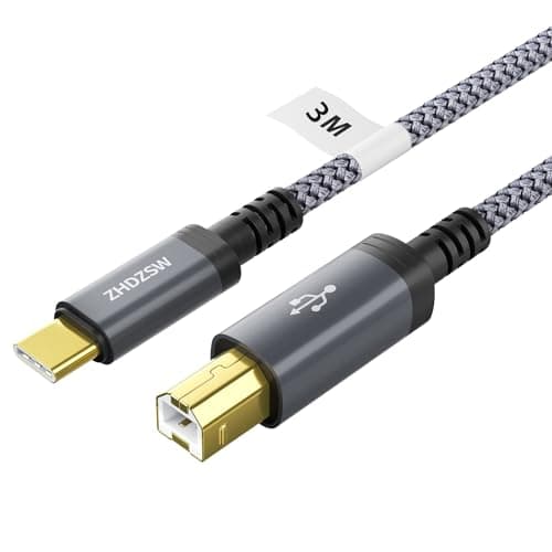 Image of USB B to USB C Cable 3M USB C Printer Cable Braided Suitable forMacBook Pro/Air, Matebook, Dell, HP, Canon, Scanner, Digital Piano,MIDI etc
