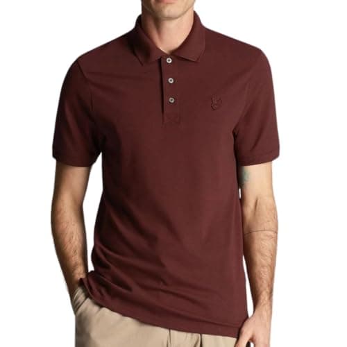 Image of Lyle & Scott Tonal Eagle Polo Shirt Burgundy M
