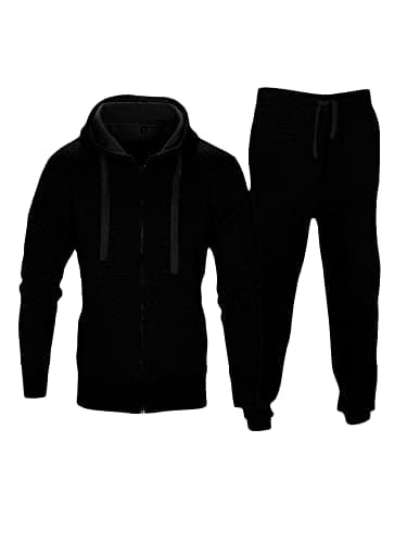 Image of Love My Fashions® Men’s Tracksuit Full Sleeve Contrast Fleece Top & Bottom Cord Set Zipper Hood Jogging Suit Set Plus Sizes