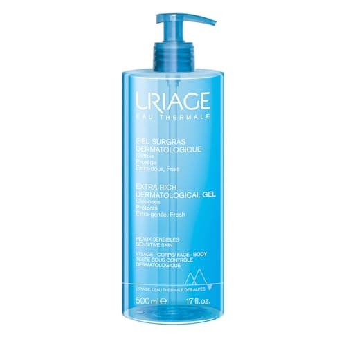Image of Uriage Extra-Rich Dermatological Cleansing Gel 500ml - Fresh Face & Body Foaming Cleanser - Sensitive & Dry Skin - Hydrates & Preserves the Hydrolipidic Film - Paraben & Soap-Free - Physiological pH
