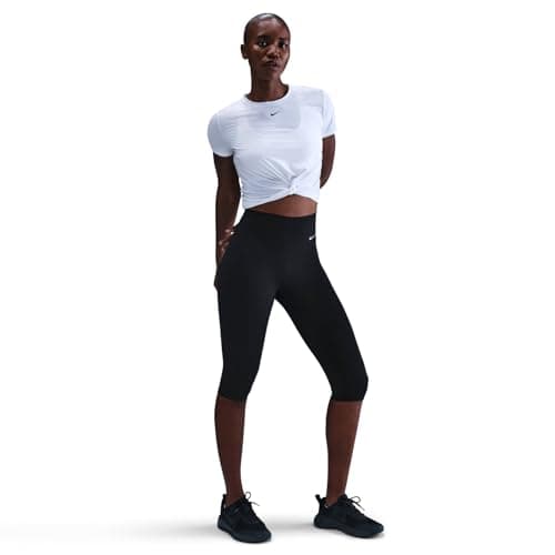 Image of Nike Women's Df One Hr Capri Wt Leggings, Black/White, S