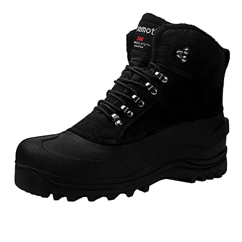 Image of riemot Women's Men's Snow Boots, Waterproof Winter Boots for Dog Walking Hiking Trekking Fishing Riding Hunting, Mucker Yard Boots Gardening Shoes Warm Anti-Slip Ankle Boots, Black Mans UK13/EU47