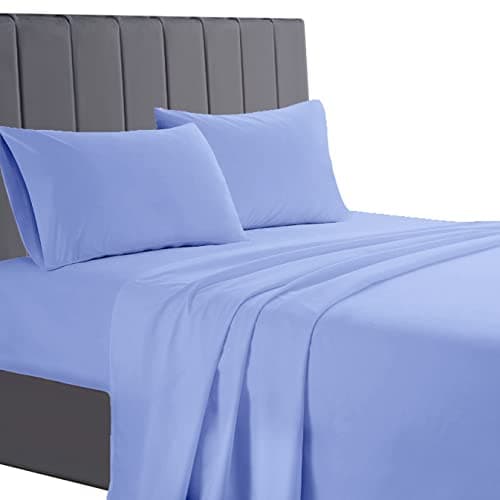 Image of AATH COLLECTION Egyptian Cotton Flat Sheets, 200 Thread Count Single, Double, King, Super King Flat Bed Sheets, Soft & Fade Resistant (Super King, Blue)