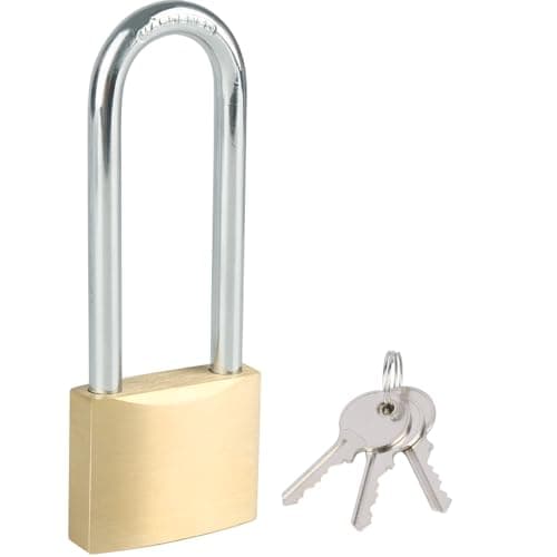 Image of Solid Brass Padlock with 3 Keys, 2-3/4 Inch Long Shackle Locker Lock, 1-9/16"(40mm) Wide Lock Body Weatherproof Padlock for Sheds, Storage Unit, Gym Locker, Outdoor Fence, Gate, Garage, Warehouse