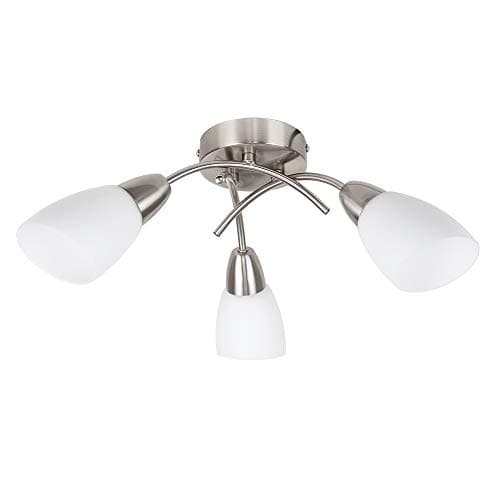 Image of MiniSun | Modern 3 Way Brushed Chrome Ceiling Light Fitting with Frosted Glass Shades | Pendant Lights, Home Décor & Improvement Essential | Includes 4W LED Bulbs [3000K Warm White] | Mains Wired
