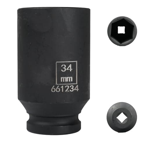 Image of Flewdart 34mm deep Impact Socket 1/2 Drive, 34 mm 1/2" Square Drive 6 Point Cr-Mo, 78mm Length (1/2 34mm)