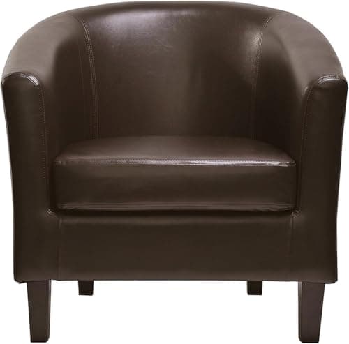 Image of mcc direct PU Leather Tub Chair, Upholstered Armchair, Club Chair for Living Room, Bedroom and Lounge Reception (Chocolate)
