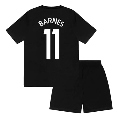 Image of Newcastle United FC Boys Barnes 11 Sublimation Short Pyjamas Black 10-11 Years
